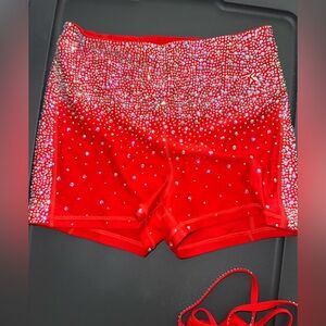 Red Rhinestone Women's Shorts